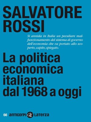 cover image of La politica economica italiana dal 1968 a oggi